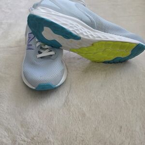 New Balance Women's Athletic Shoes - Light Blue, White, and Lime Size 5.5